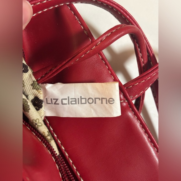 Liz Claiborne Satchel Shoulder Bag, Gray with Red trim Purse - Picture 6 of 16